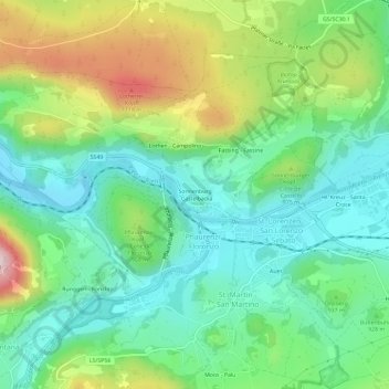 Sonnenburgの地形図、標高、地勢
