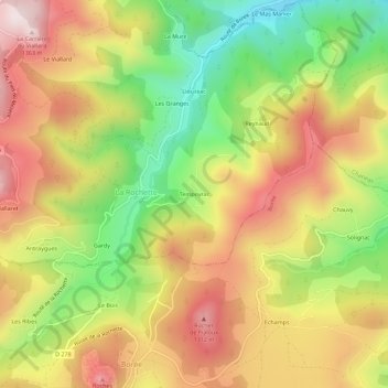 Tempoyracの地形図、標高、地勢