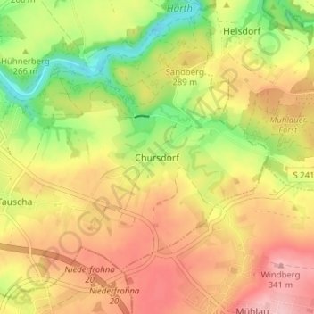 Chursdorfの地形図、標高、地勢