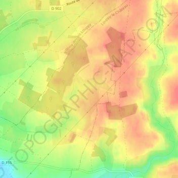 Rimbauvalの地形図、標高、地勢