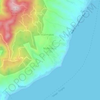 Malimatoc IIの地形図、標高、地勢