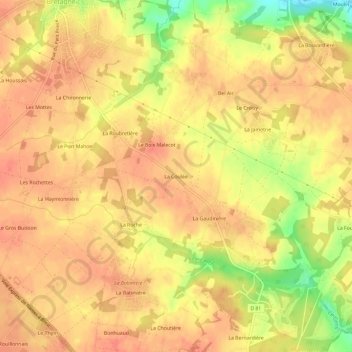 La Couléeの地形図、標高、地勢
