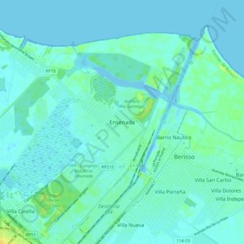 Ensenadaの地形図、標高、地勢