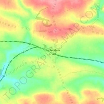 Clarbeston Roadの地形図、標高、地勢