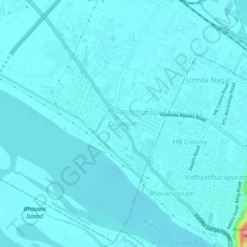 Gollapudiの地形図、標高、地勢