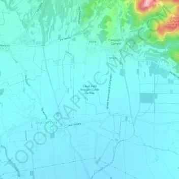 Casali della Roggiaの地形図、標高、地勢