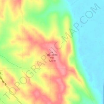Blackbird Hillの地形図、標高、地勢