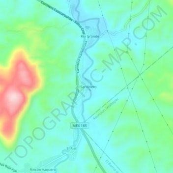 El Sardineroの地形図、標高、地勢