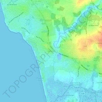 Les Dunesの地形図、標高、地勢