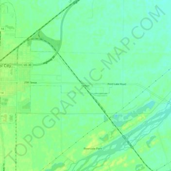 Heberの地形図、標高、地勢