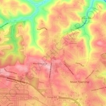 Carnotの地形図、標高、地勢
