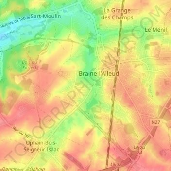 La Neuvilleの地形図、標高、地勢