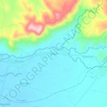 Napoの地形図、標高、地勢