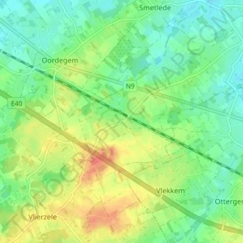 Strijmeersの地形図、標高、地勢