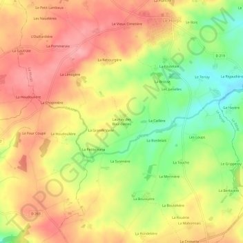 Launay des Bourdainesの地形図、標高、地勢