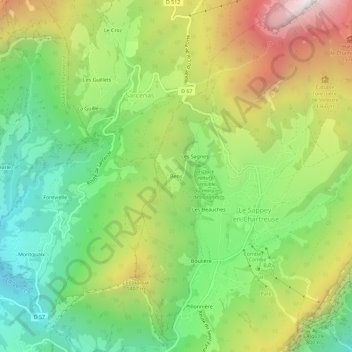 Bensの地形図、標高、地勢