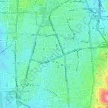 Haret Hreikの地形図、標高、地勢