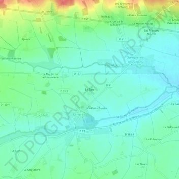Le Barcの地形図、標高、地勢