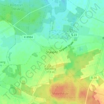 Staupitzの地形図、標高、地勢
