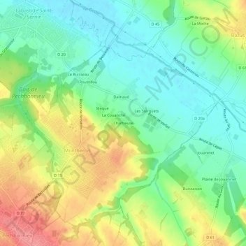 Chartreuseの地形図、標高、地勢