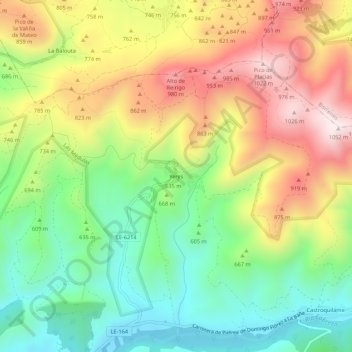Yeresの地形図、標高、地勢