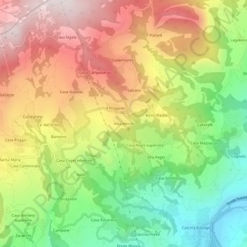 Vaccarezzaの地形図、標高、地勢