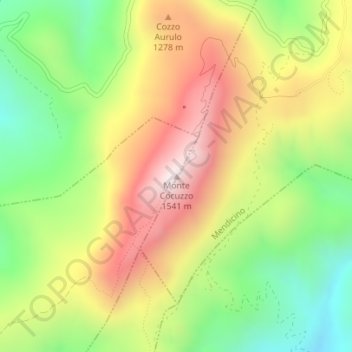 Monte Cocuzzoの地形図、標高、地勢