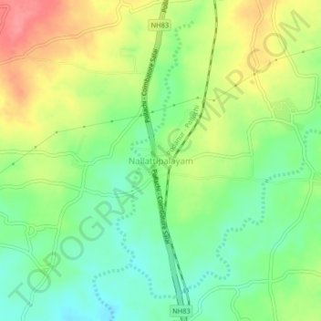 Nallattipalayamの地形図、標高、地勢
