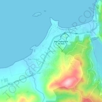 Timizerの地形図、標高、地勢