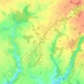 La Rosièreの地形図、標高、地勢