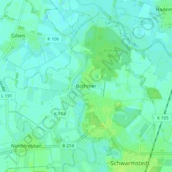 Bothmerの地形図、標高、地勢