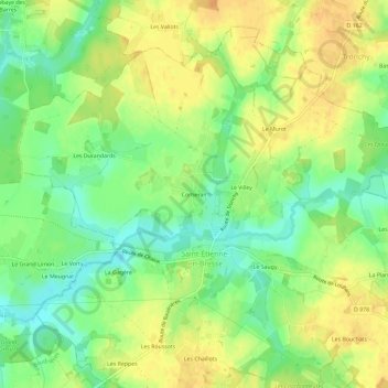 Corberanの地形図、標高、地勢