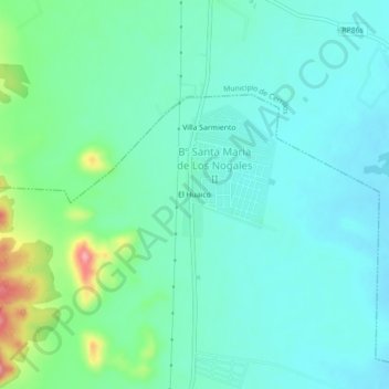 El Huaicoの地形図、標高、地勢