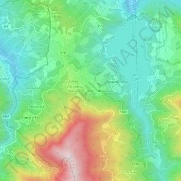 Badiの地形図、標高、地勢