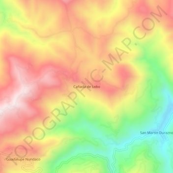 Cañada de Loboの地形図、標高、地勢