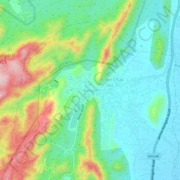 Amberの地形図、標高、地勢