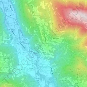 Bosco Valtravagliaの地形図、標高、地勢
