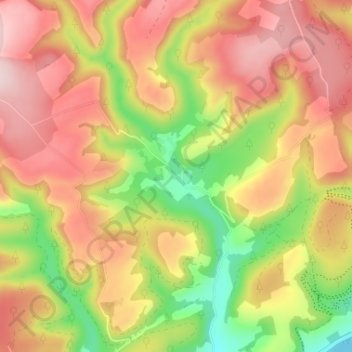 Gwernogleの地形図、標高、地勢