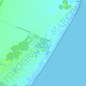 Punta Médanosの地形図、標高、地勢