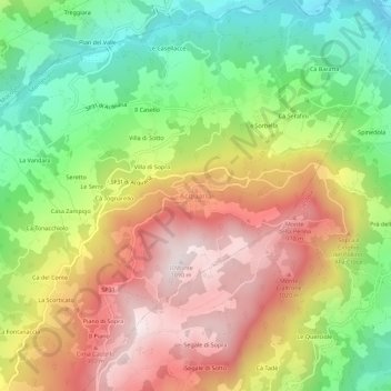 Acquariaの地形図、標高、地勢
