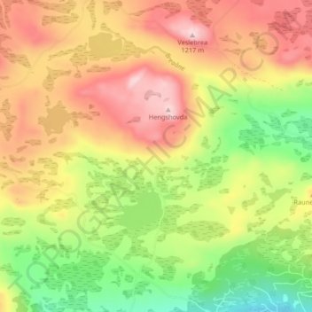 Hengsenの地形図、標高、地勢