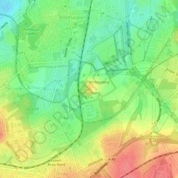 Mechtenbergの地形図、標高、地勢