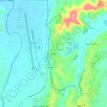 Tletaの地形図、標高、地勢