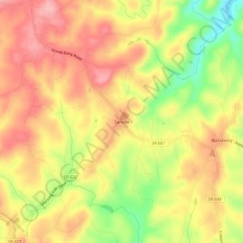 Sanvilleの地形図、標高、地勢
