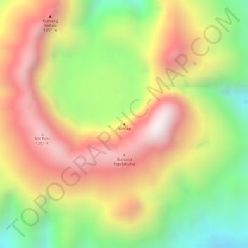 Makianの地形図、標高、地勢