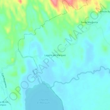 Laguna del Marquezの地形図、標高、地勢