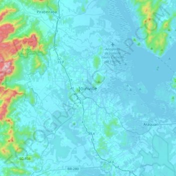 Joinvilleの地形図、標高、地勢