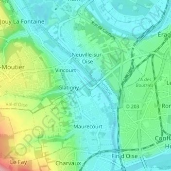 Le Quinconceの地形図、標高、地勢