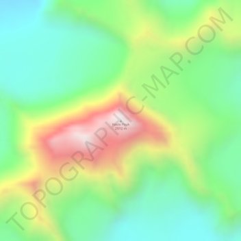 Keele Peakの地形図、標高、地勢