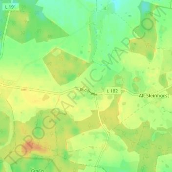 Carlsruheの地形図、標高、地勢